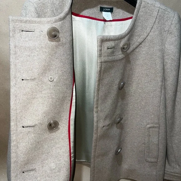 J. Crew Women's Cream Double-Breasted Short Pea Coat - Picture 4 of 5